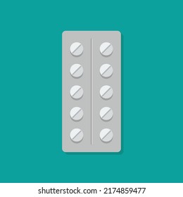 Pack of medicine pills. Vector illustration