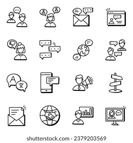 Pack of Meetings and Discussions Doodle Icons
