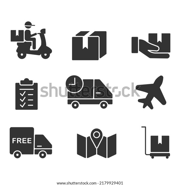 a pack of merged delivery icons with a man on a\
moped cart