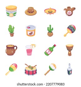 Pack of Mexico Flat Icons

