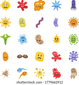 Pack Of Microorganism Flat Icons 