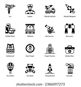 Pack of Military Solid Icons 

