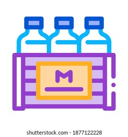 pack of milk bottles icon vector. pack of milk bottles sign. color symbol illustration
