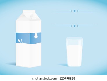 Pack of milk with glass. Vector illustration