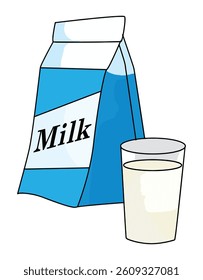 A pack of milk and glass vector illustration