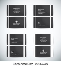 Pack of minimal business cards. Vector graphic. Four unique decorative cards.