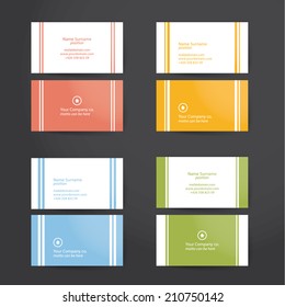 Pack of minimal business cards. Vector graphic. Four unique decorative cards.