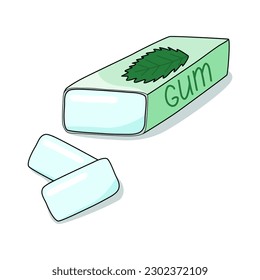 Pack of mint flavor chewing gum, fresh breath or mouth freshener, vector