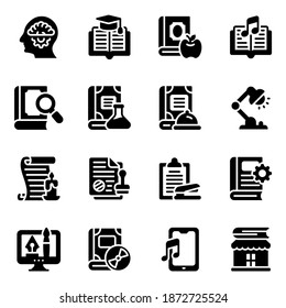 Paquete de educación moderna en iconos sólidos