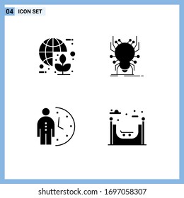 Conjunto de símbolos y símbolos modernos de glifos sólidos para medios de impresión en la Web, como global; aplicación; mundo; insectos; materiales editables de diseño de vectores de fecha límite