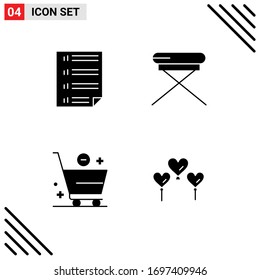 Pack of Modern Solid Glyphs Signs and Symbols for Web Print Media such as bars; cart; four; furniture; e Editable Vector Design Elements