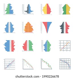 Pack of Modern Statistics Flat Icons