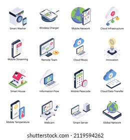 Pack of Modern Technology Isometric Icons

