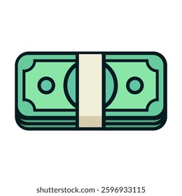 a pack of money flat color vector illustration template design