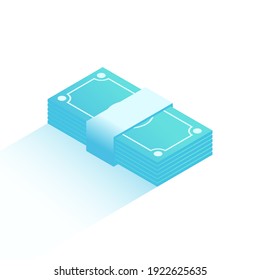Paket mit Geld.Vektorgrafik im modernen isometrischen Stil. 3D-Symbol mit Schatten.