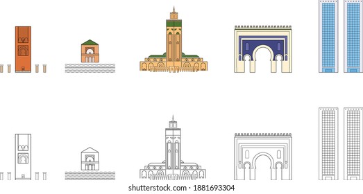 Pack of moroccan architecture Flat icons