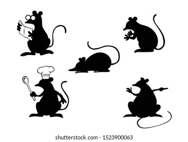 a pack of mouse silhouette for icon background and illustration