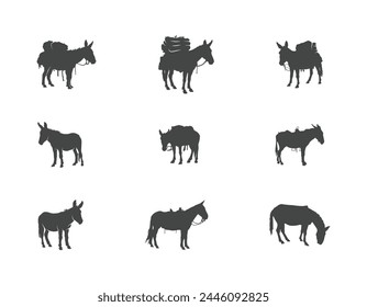 Pack mule silhouette, Mule silhouettes