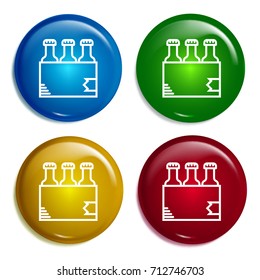 Pack multi color gradient glossy badge icon set. Realistic shiny badge icon or logo mockup