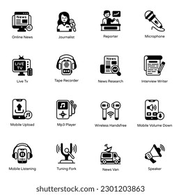 Paquete de iconos de glifos multimedia 

