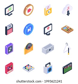 Pack of Multimedia Isometric Icons