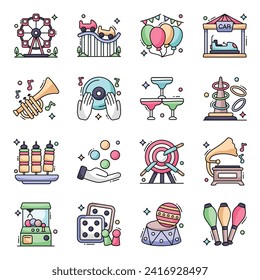 Pack of Music and Entertainment Flat Icons

