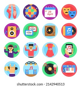 Pack of Music Instruments Flat Rounded Icons 


