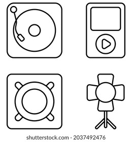 Pack of Music and Multimedia linear Icons 