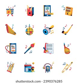 Pack of Music Party Flat Icons 

