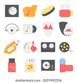 Paquete de iconos planos de herramientas de música 