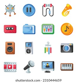 Pack of Music Tools Flat Icons 

