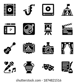
Pack of Musical Instruments Glyph Icons 
