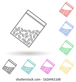 a pack of narcotic tablets multi color style icon. Simple glyph, flat vector of bad habbits icons for ui and ux, website or mobile application