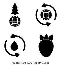 Paquete de naturaleza e iconos sólidos de jardinería