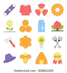 Pack of Nature and Meteorology Flat Icons