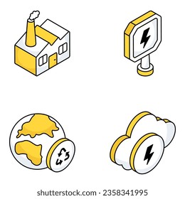 Pack of Nature and Power Flat Icons


