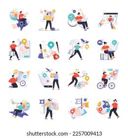 Pack of Navigation Flat Illustration 


