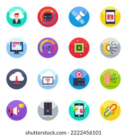 Pack of Network and Communication Flat Icons

