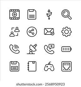 Pack of network and communication icons in editable style