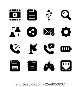 Pack of network and communication icons in editable style
