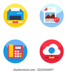 Pack of Network and Media Flat Icons
