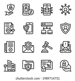 Pack of Network Protection Linear Icons 