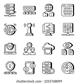 Pack of Network and Technology Linear Icons 