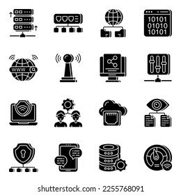 Pack of Network and Technology Solid Icons 