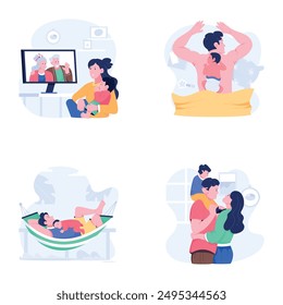 Ilustraciones Planas de Padres Recién Nacidos 

