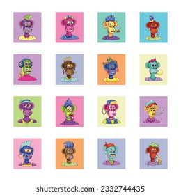 Pack of NFT Monkey Flat Characters

