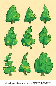 Pack of nine christmas trees