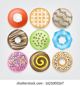 Pack of nine donuts illustration