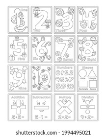 Pack of Numeric Coloring Page Vectors 