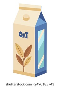 Pack of oat milk. Plant based drink. Vector illustration.